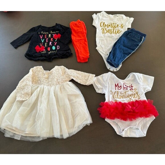 Baby Girl Infant Clothes cute BUNDLE lot size 3M formal dress pants top sets